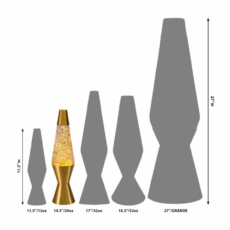 14.5″ LAVA Lamp Rainbow Glitter – Clear/Gold - US 3711